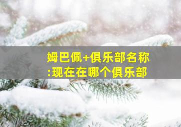 姆巴佩 俱乐部名称:现在在哪个俱乐部